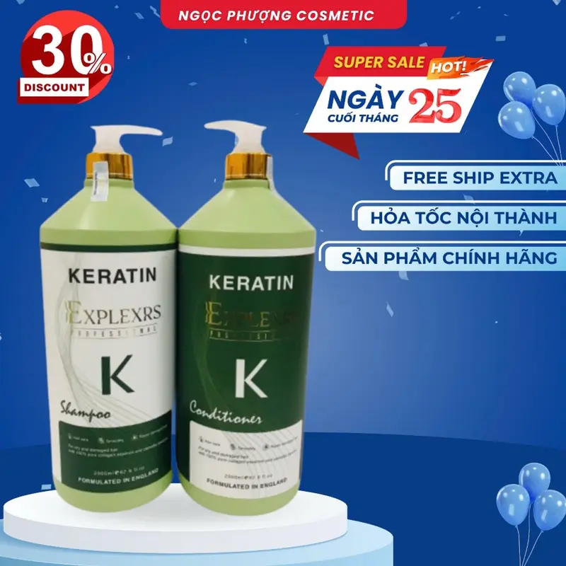 Dầu Gội Đầu Nữ Keratin K Explexrs Dầu Gội Gàu Collagen Keratin K 2000ML | Giảm Rụng Tóc, kícḣ Mọc Tóc, Phục Hồi Tóc Hư T _ 0
