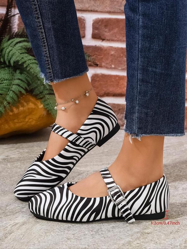 Women's Fashionable Zebra Stripe Pattern Flats, Elegant Comfortable Flats for Daily Wear, Lightweight Breathable Shoes for All Seasons 1