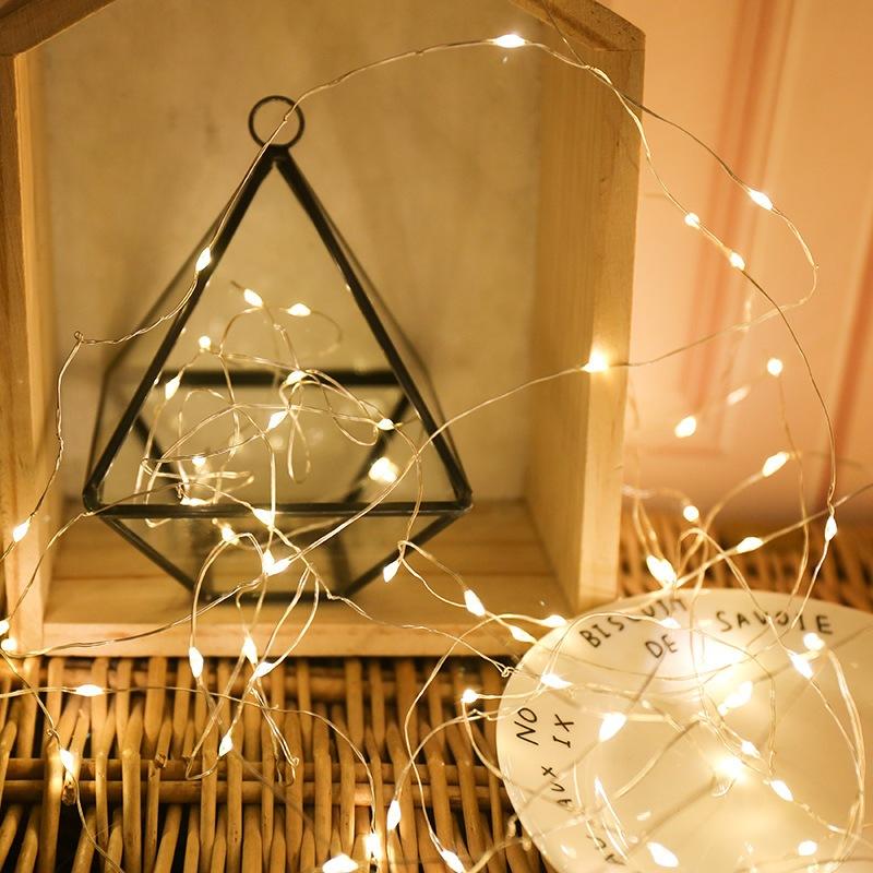 Dây đèn Led dùng pin ,dây đèn đom đóm bóng lớn sáng nhấp nháy màu vàng làm hoa trang trí