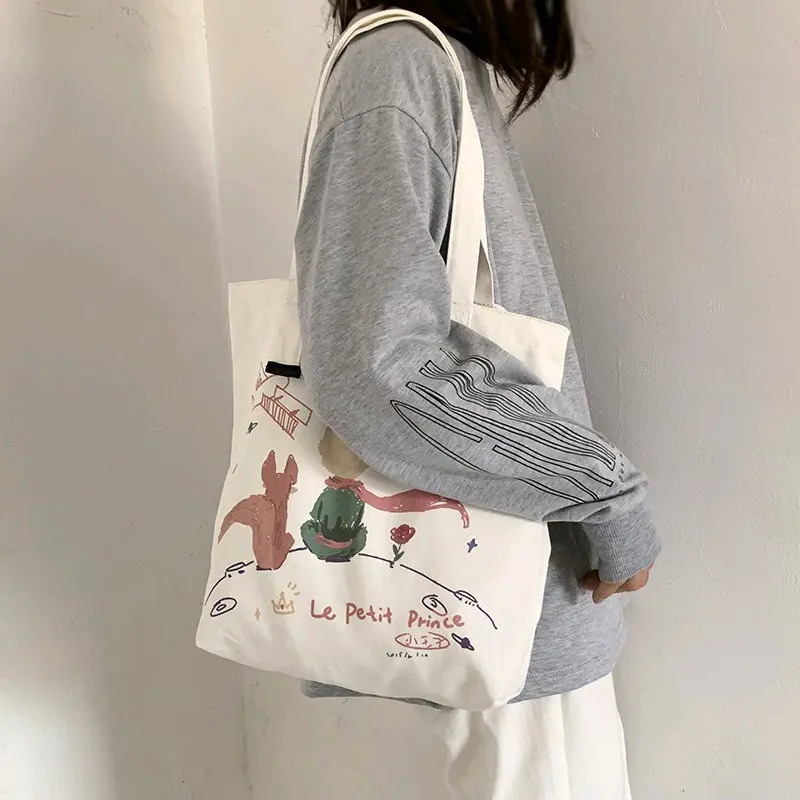 Totebag Wanita Termurah Motif Starry Sky dengan Resleting Kanvas Kpop 7