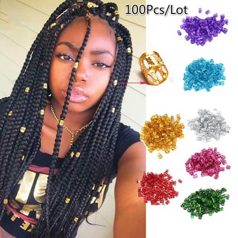 Product Introduction of 100pcs Beads Adjustable Hair Braids Dreadlock Beads Braid Rings Cuff Clips Tubes 16