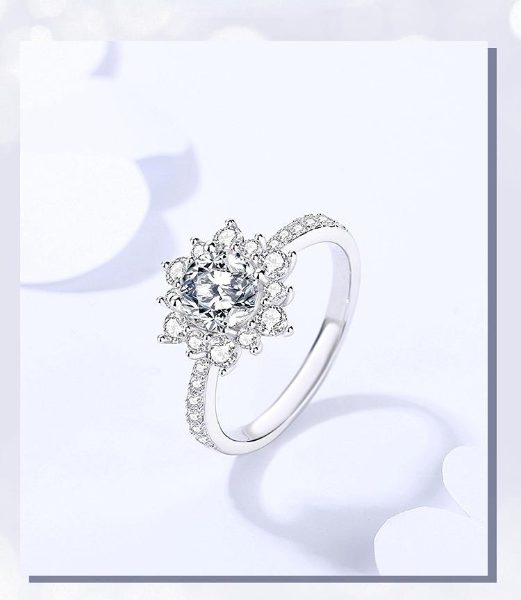 925 Sterling Silver Sunflower Ring with Moissanite Light Luxury Elegant Design5