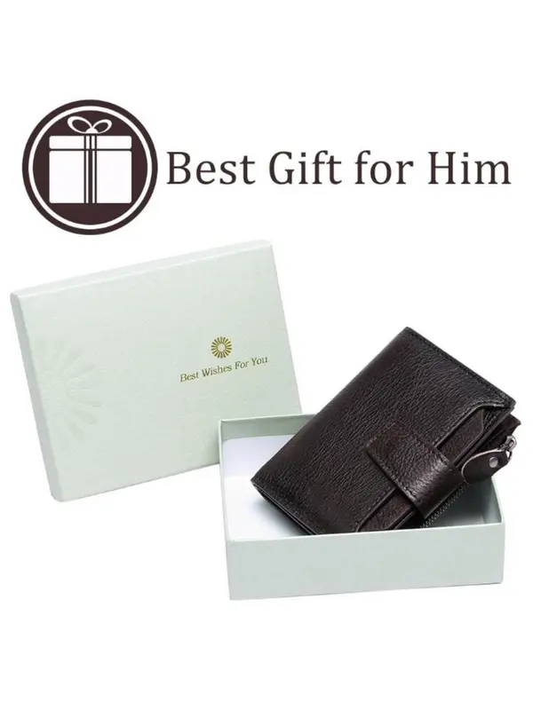 Men's Business Style Plain Color RFID Blocking Short Wallet, Casual Trendy Bifold Wallet, Fashionable Wallet for Daily Use As Gift with Gift Box for Men 6