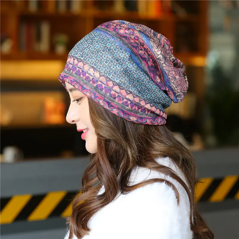 Women's Hat Spring and Summer Thin Sleeve Cap Breathable Bald Chemo Cap Pile Heap Cap Confinement Cap Headscarf Outdoor Hat