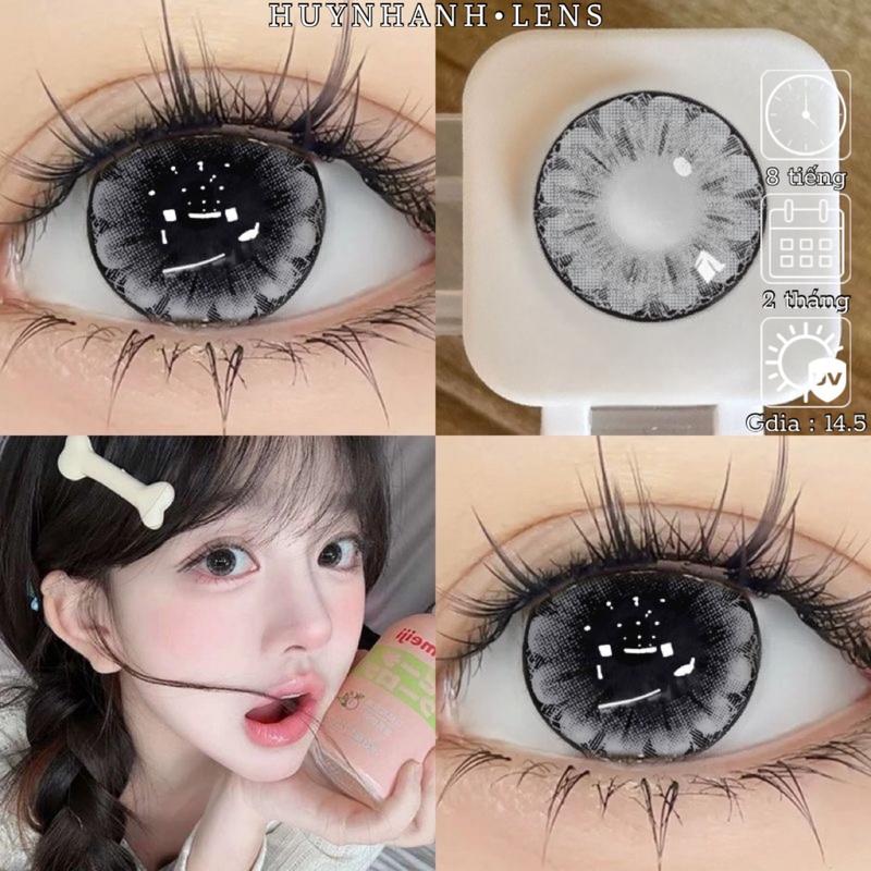 Lens Mắt Kính Áp Tròng vân hoa long lanh giãn to búp bê douyin [Giá 1 Đôi + Kèm Khay Dụng Cụ]