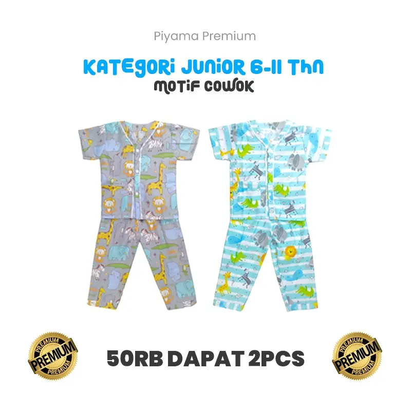 PIYAMA ANAK JUNIOR USIA 6-12 TAHUN 55 RIBU DAPAT 2 SET MOTIF COWOK Baju tidur Pakaian 0
