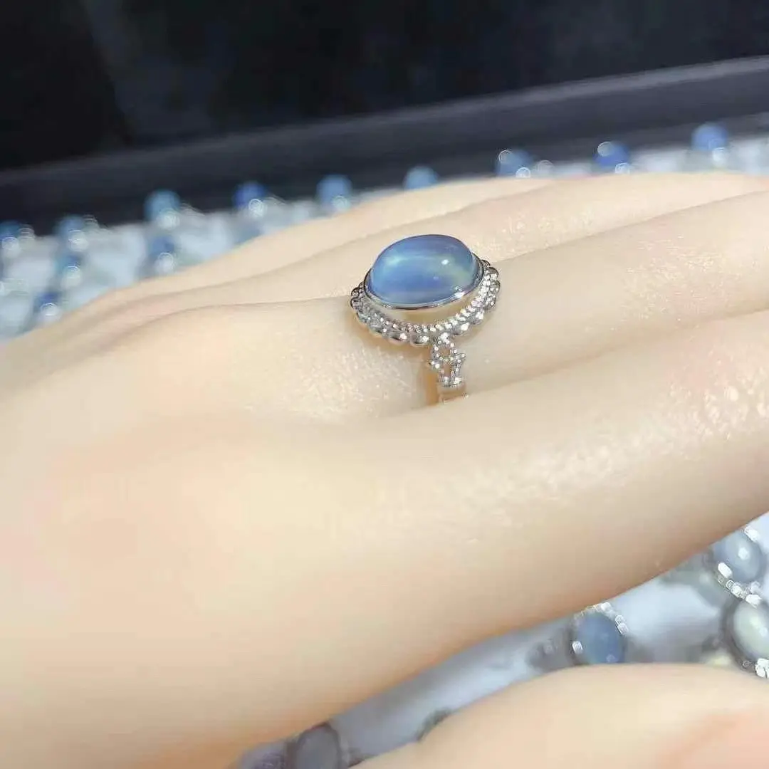 Natural Gemstone Natural Aquamarine Ring New Luxury Style Adjustable Ring Fine Craftsmanship Factory Direct Wholesale
