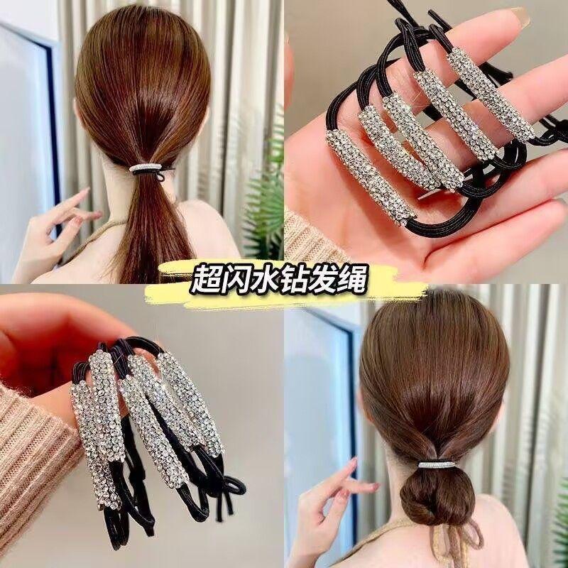 Product Introduction of Dây Buộc Tóc Kim Cương Giả, Hàng Mới Về, Dành Cho Người Lớn, Dây Buộc Tóc Đuôi Ngựa Cao Cấp, Dây Cao Su Nữ, Dây Buộc Tóc, Độ Đàn Hồi Cao, Thích Hợp Làm Búi Tóc 1