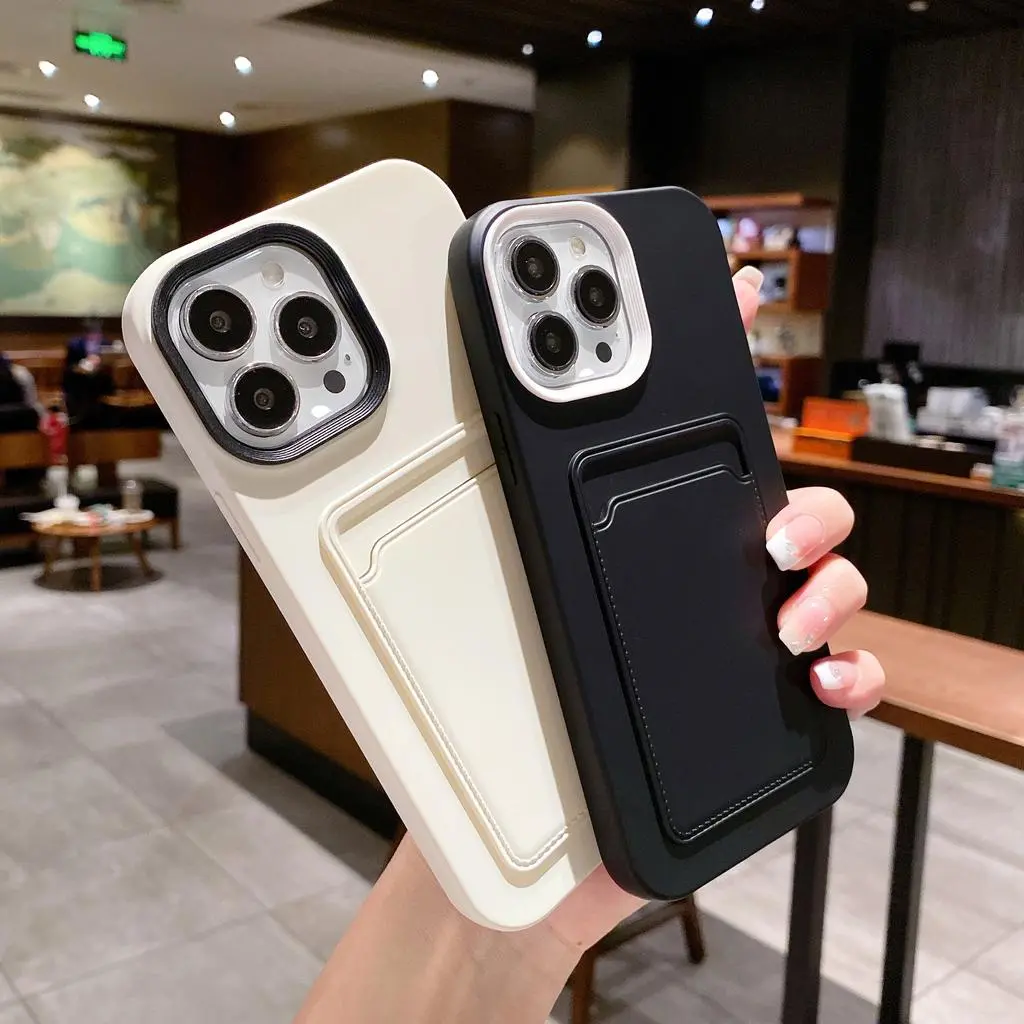 Ốp Lưng 3 Trong 1, Dành Cho iPhone 16promax, 15,14, 13, 12, 11, 7Plus, X, XR, XSMAX, Chất Liệu Silicon Lỏng, Có Khe Cắm Thẻ, Vỏ Điện Thoại
