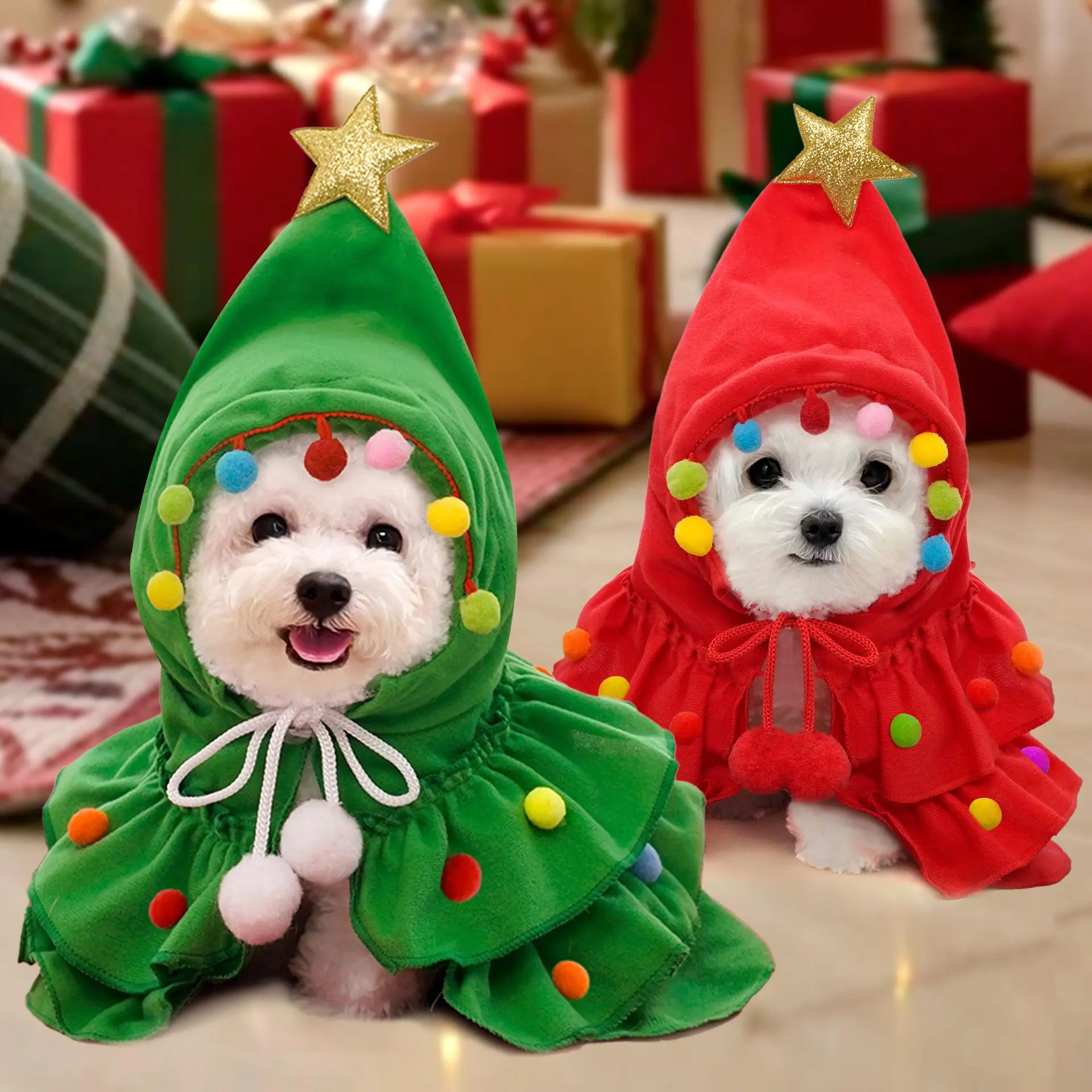 Pet Christmas Accessories Christmas Cat Costume Xmas Cat Santa Hat with Bib Scarf Dog Christmas Costume Outfit for Puppy Kitten