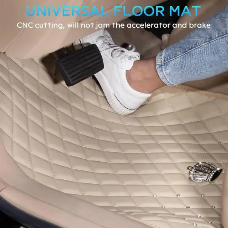 Rhinestone Crown Pattern Car Floor Mat, Universal Car Interior Decorative Floor Mat, Car Interior Accessories for SUV, Sedan, Truck 3
