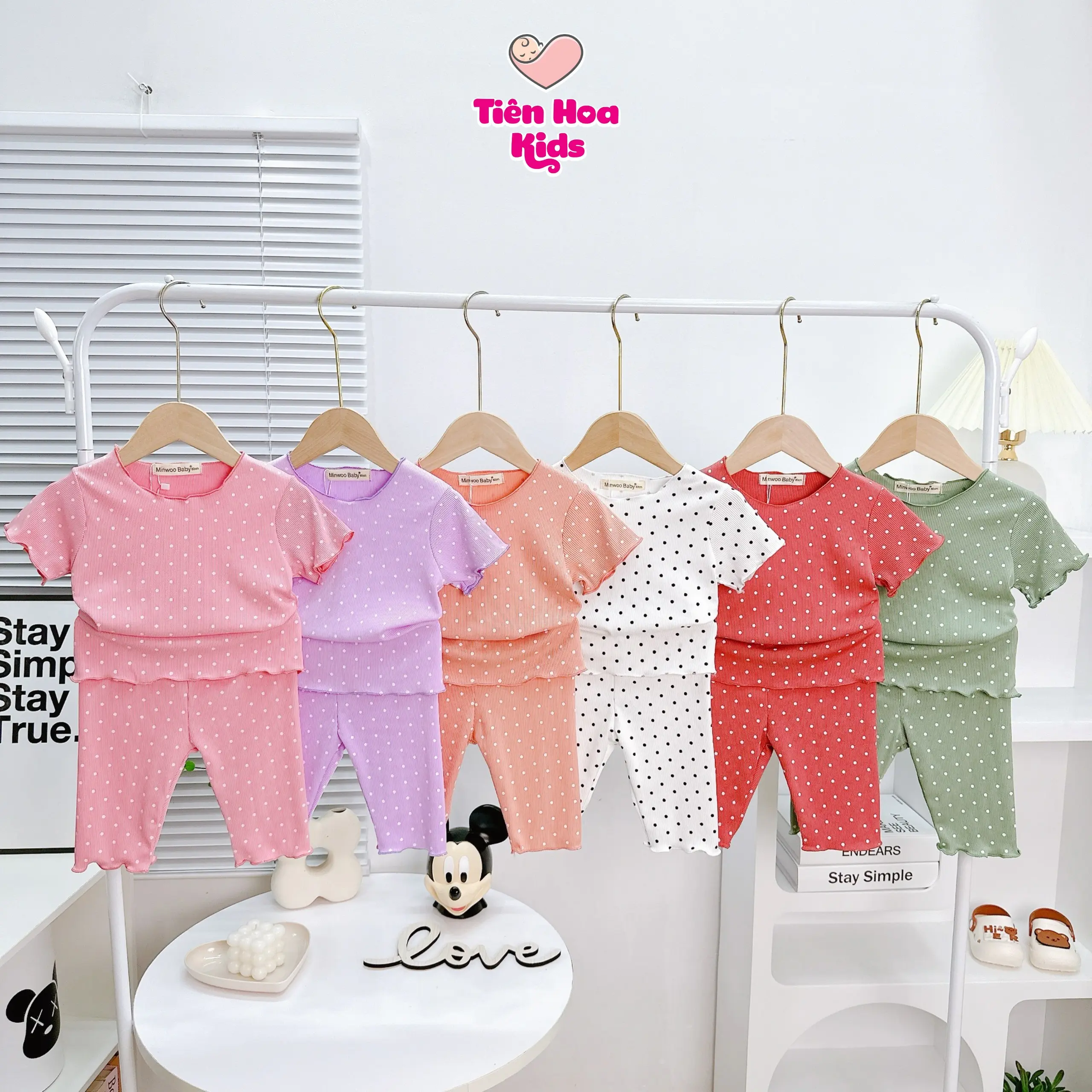 [Bé 7-19kg] Bộ Ngắn Tay Quần Lửng Chấm Bi Gân Tăm Lụa Siêu Mát Siêu Xinh Cho Bé Gái Từ 7-19kg Sandal Bikini
