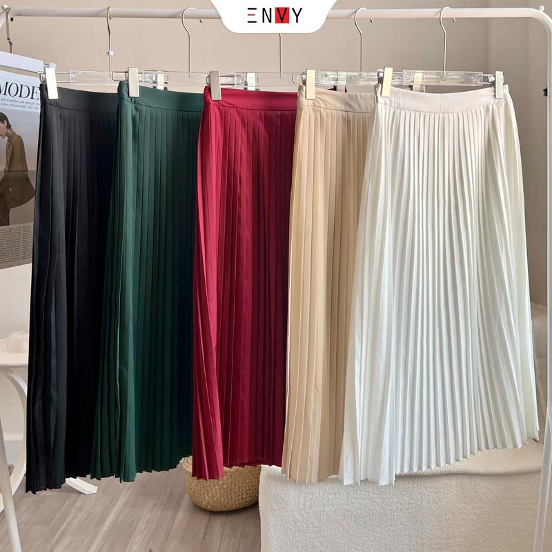 Chân váy xếp ly dáng dài ENVY V125 dây kéo bên hông