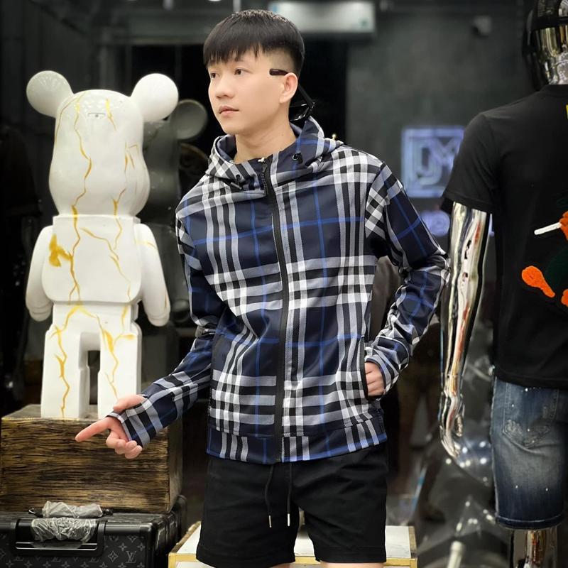 Mikenco Áo khoác chống nắng nam nữ vải umi dệt hoạ tiết kẻ sọc caro to Size M 40-50KG phong cách thời trang