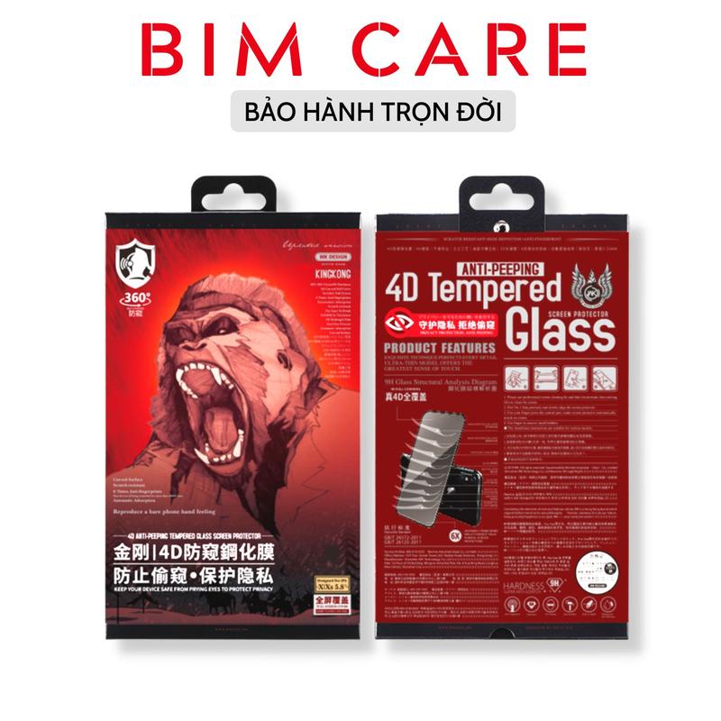 (Chống nhìn trộm) Kính cường lực KingKong HỘP ĐỎ  fullbox chính hãng WEKOM, tặng 1 kèm kính BAIKO 40K - BIMCARE Kem