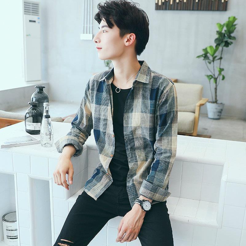 Áo Sơ Mi Dài Tay Kẻ Sọc, Phong Cách Mùa Hè, Dành Cho Nam Giới Trẻ Trung, Phong Cách Harajuku, Phong Cách Hàn Quốc, Dáng Ôm, Không Sắt, Thích Hợp Cho Học Sinh, Áo Sơ Mi Lớp Nền Thường Ngày Thời Trang 2