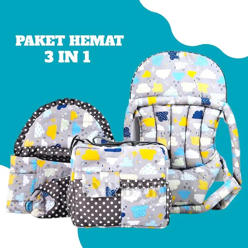 Paket Hemat 3in1 Gendongan Samping Bayi Tas Medium Sama Gendongan Depan Bayi Baru lahir Balita Cewek Cowok 1