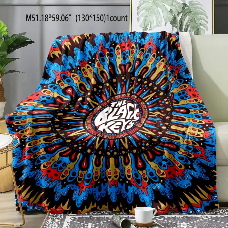 Colorful Printed Soft Blanket, 1 Count Casual Soft Throw Blanket, Air-conditioned Room  Warm Nap Blanket for Home Office Travel 1