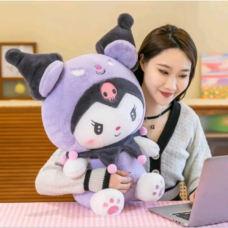 Boneka Sanrio Kuromi bulu Hot Toys Mainan Anak Super Halus Lembut Kado Dolls