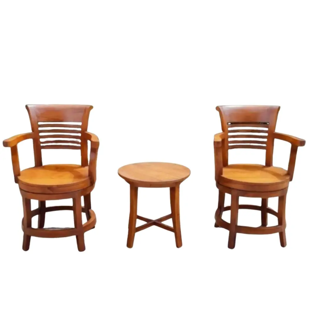 KURSI TERAS MINIMALIS MODERN KAYU JATI PUTAR BUNDAR MEWAH TERBARU Terakit Chairs Furniture