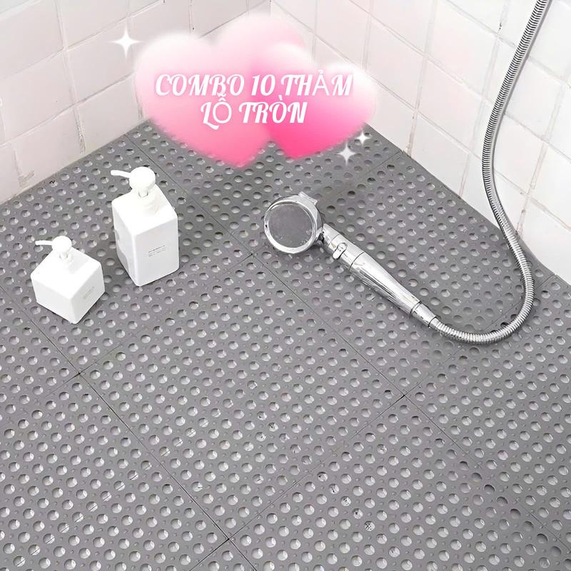  COMBO 10 Tấm thảm lót sàn nhựa chống trơn trượt nhà tắm kích thước 30cm x 30cm x 1cm Nhung vị trí  ban công sân vườn 