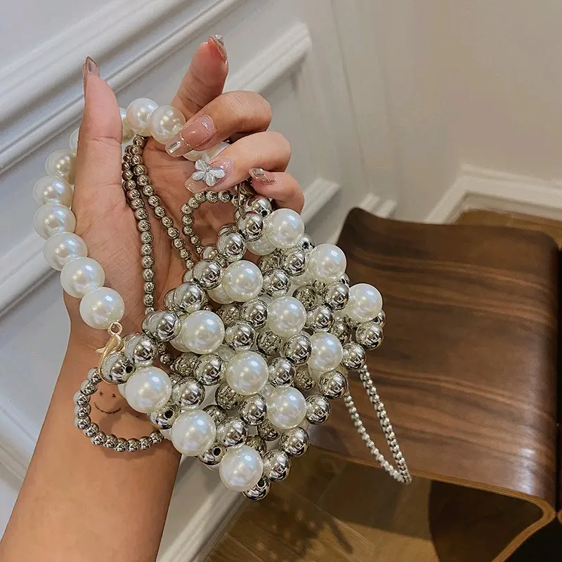 Túi Ngọc Trai Mix Hạt Bạc Cao Cấp Hottrend 2024 Cho Nữ Phong Cách Thời Trang (Bag Nữ) Nhung tui 1k