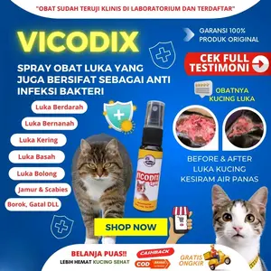 (COD Obat luka demodex kucing VICODIX Spray Jamur gatal eksim koreng borok nanah bolong ampuh fan mencegeh kucing infeksi obat luka kucing cepat kering