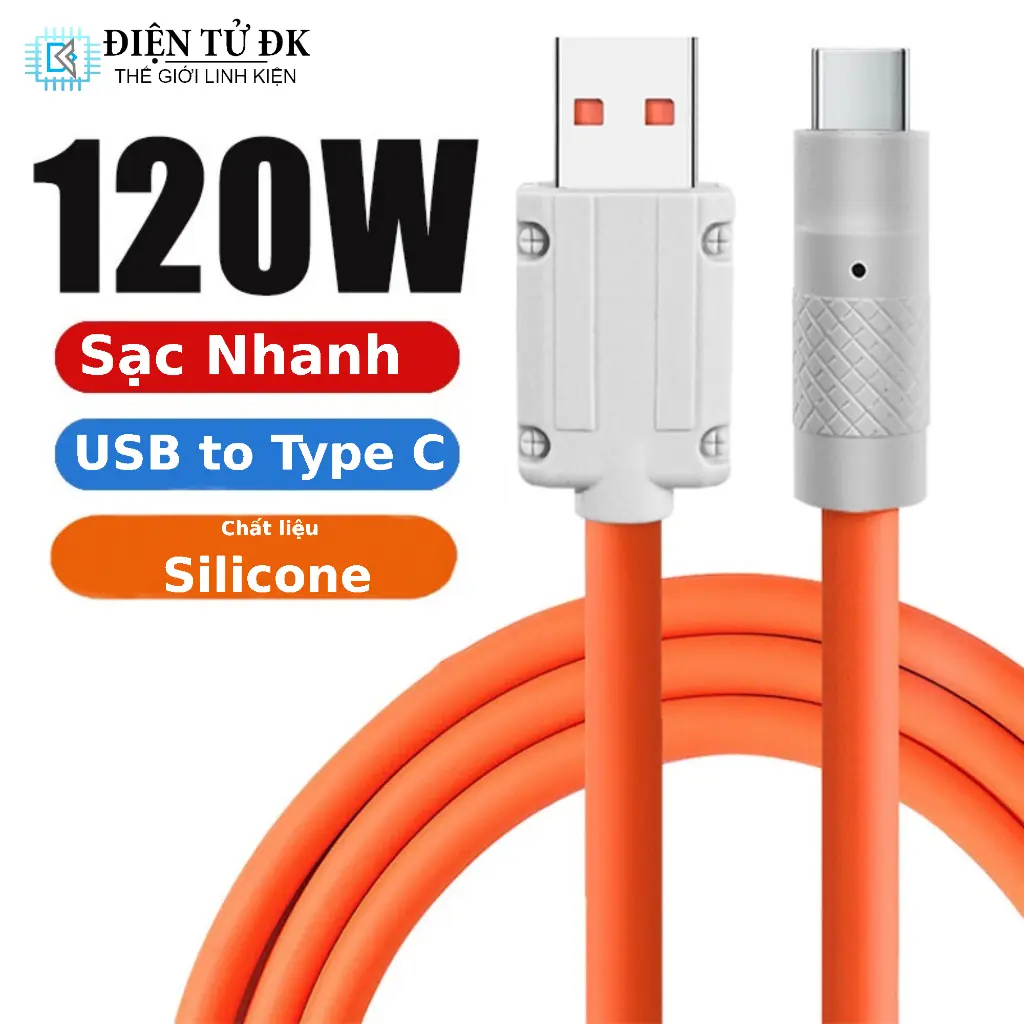 Dây Cáp Sạc Nhanh USB Type C 120W 6A Cho Điện Thoại / Máy Tính Bảng Màu Cam