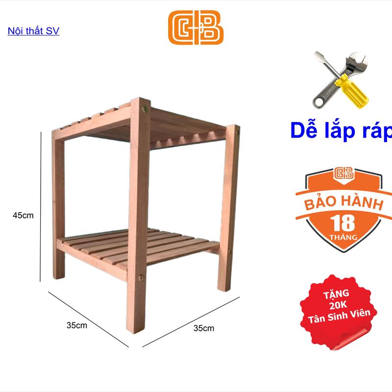 Kệ gỗ bed đầu giường 2 tầng, gỗ tự nhiên 35x45cm kệ  pallet Lắp Ráp