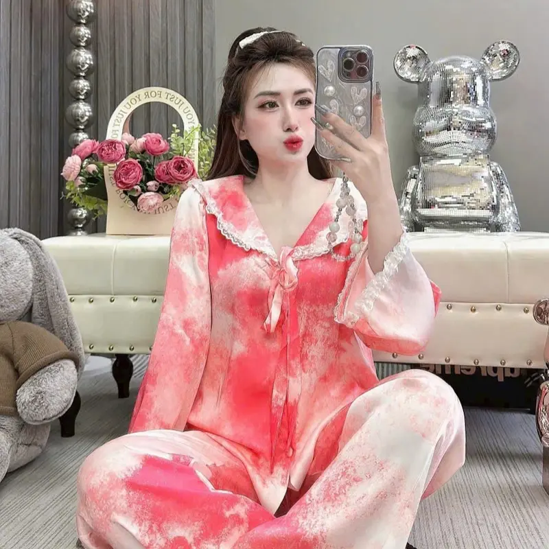 Đồ bộ tiểu thư loang 40 >65 kg latin tơ tằm 1