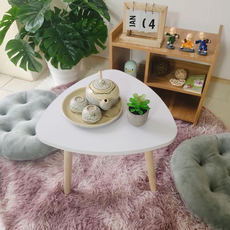 Bàn trà ngồi bệt, Bàn Oval gỗ mini chân xoáy tiện lợi đường kính 40cm, Decor nhà cửa, phòng ngủ siêu xinh