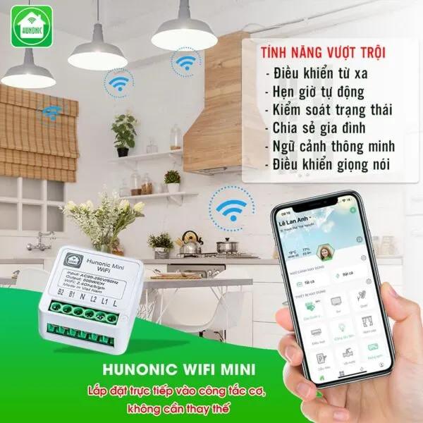  HUNONIC MINI 2 Kênh biến công tắc cơ thành công tắc thông minh điều khiển thiết bị điện qua wifi - điện thoại hẹn giờ tự động - Chính hãng bảo hành 12 tháng Bluetooth Bảo hành của nhà sản xuất 