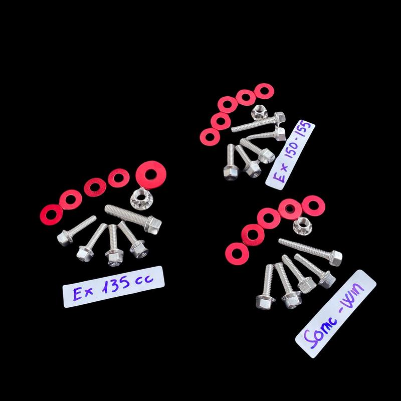  Combo 4 ốc gác chân sau và 1 con treo pô kèm tán và lông đền đỏ mẫu trơn cho Exciter Sonic Winner - Phụ Tùng - Phụ Kiện 