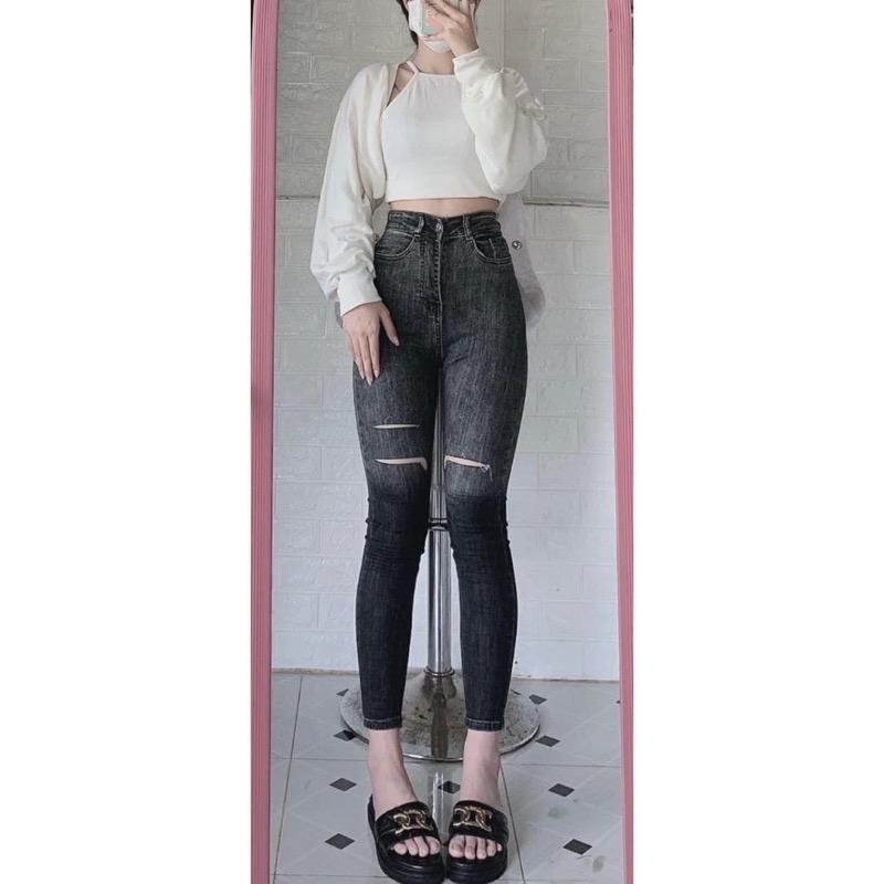 Quần Jean Nữ Co Giãn Lưng Cao Skinny, Quần Bò Nữ Dáng Ôm Nhiều Màu 2