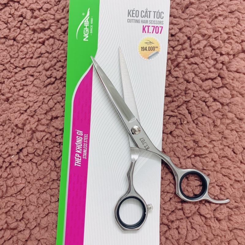 Kéo cắt tóc Kềm Nghĩa KT.707 - lưỡi ngắn kèm đệm cao su