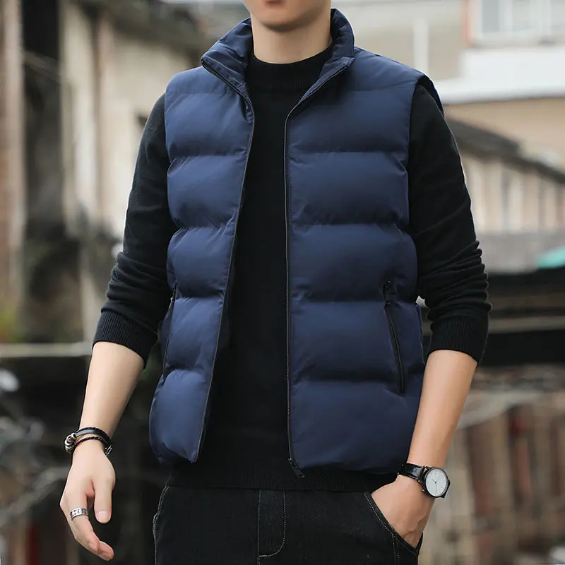 Áo Vest Độn Bông, Áo Khoác Nam Mùa Thu Và Mùa Đông, Cỡ Lớn, Thiết Kế Thời Trang Thanh Niên, Không Tay, Áo Mặc Bên Ngoài, Thích Hợp Cho Nam Giới 4