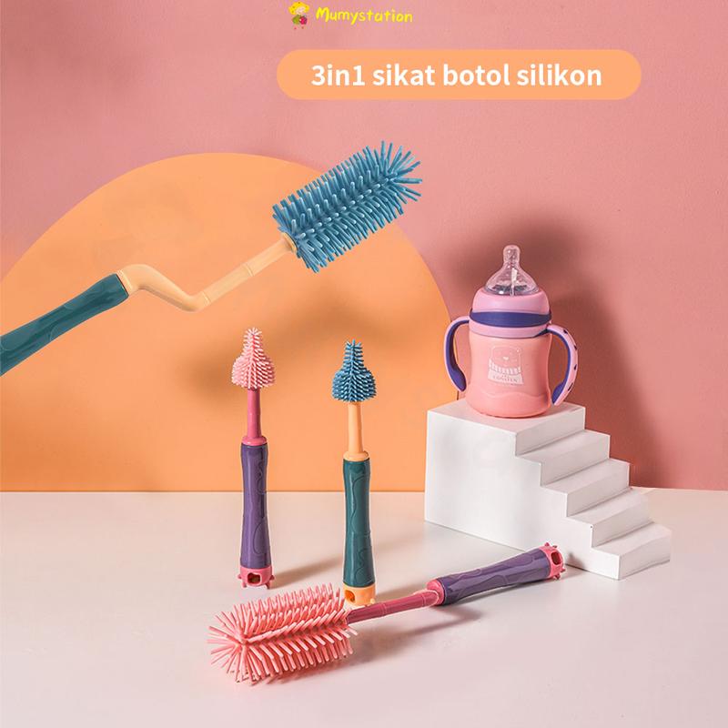 Product Introduction of Sikat Botol Susu Bayi / Pembersih Botol Susu 3in1 Blue Bottle Brush  Pink 15