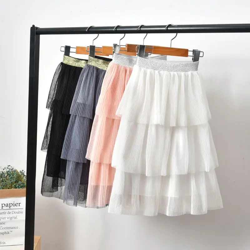 Váy Xếp Ly Nhiều Tầng Dài Trung Bình Và Lớn Cho Trẻ Em, Váy Công Chúa Xếp Ly Ngọt Ngào Cho Bé Gái, Váy Vải Tuyn Dài Một Nửa, Váy Chữ A, Thời Trang, Thích Hợp Cho Năm 2024