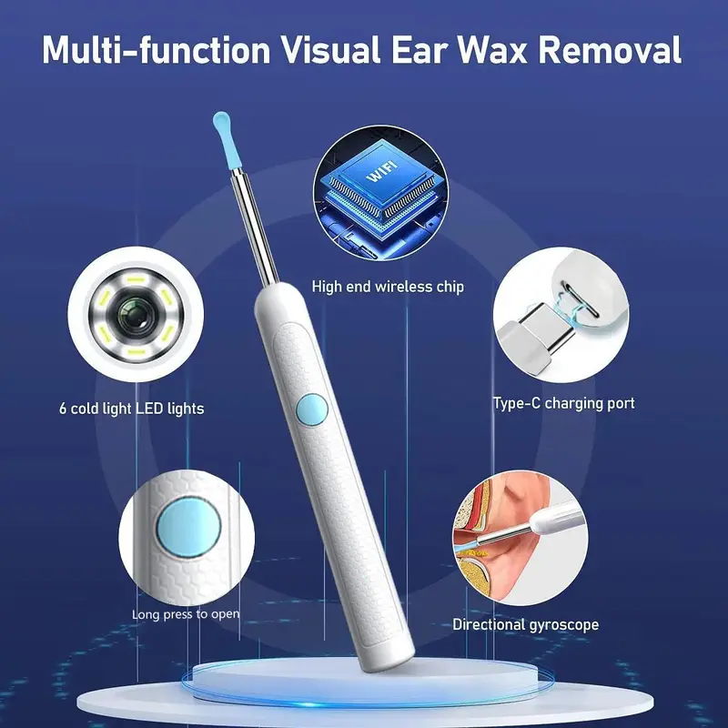 9-in-1 Smart Camera Earwax Removal Kit with 8 Surgical-grade Scoops & 6 Silicone Tips, LED Light & Cleaning Brush, iOS/Android Compatible Ear Cleaner Tool, Safe Home Hygiene Solution - Ideal Family Hygiene Gift 5