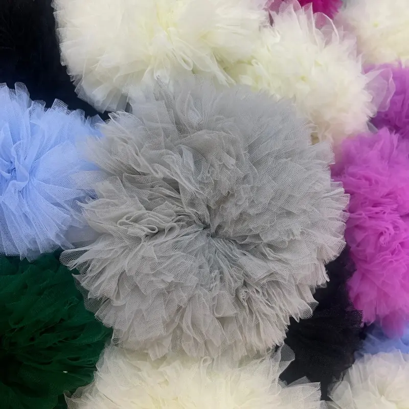 Cepolan viral anti pusing uk 20 bahan tile / scrunchie hijab bervolume kain toska cepol rambut Karet Kunciran tulle kream 6