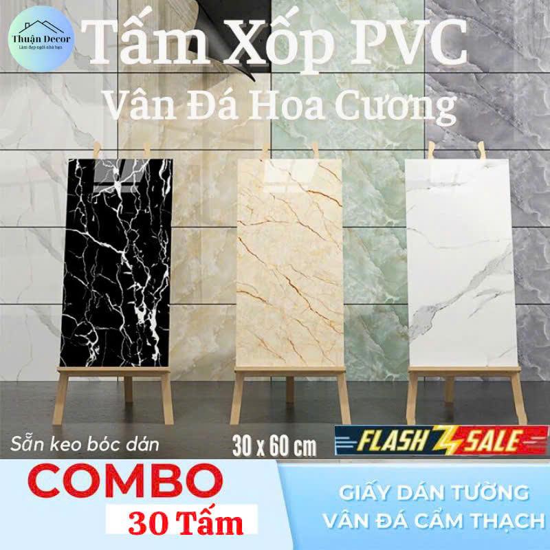  30 Miếng Xốp Dán Tường Phủ PVC Tráng Nhôm Kích Thước 60 x30cm Decor Phòng  Tuỳ Chọn Nhiều Mẫu 