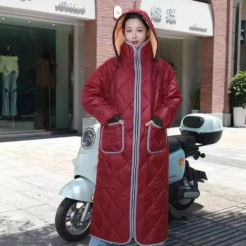 Tấm Chắn Gió Xe Đạp Điện Mùa Đông, Hàng Mới Về, Lót Lông Cừu, Dày Dặn, Đi Xe Đạp Ngoài Trời, Chống Thấm Nước, Chống Lạnh, Áo Gió Ấm Áp 7