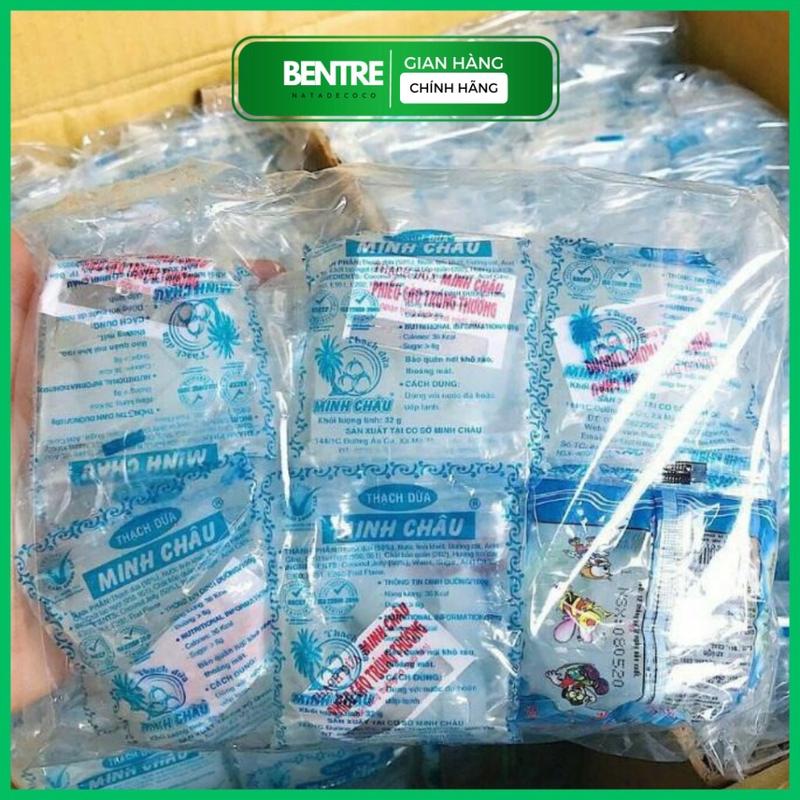  1 lốc 22 gói thạch dừa mini Minh Châu 32gr gói có thẻ cào trúng thưởng 