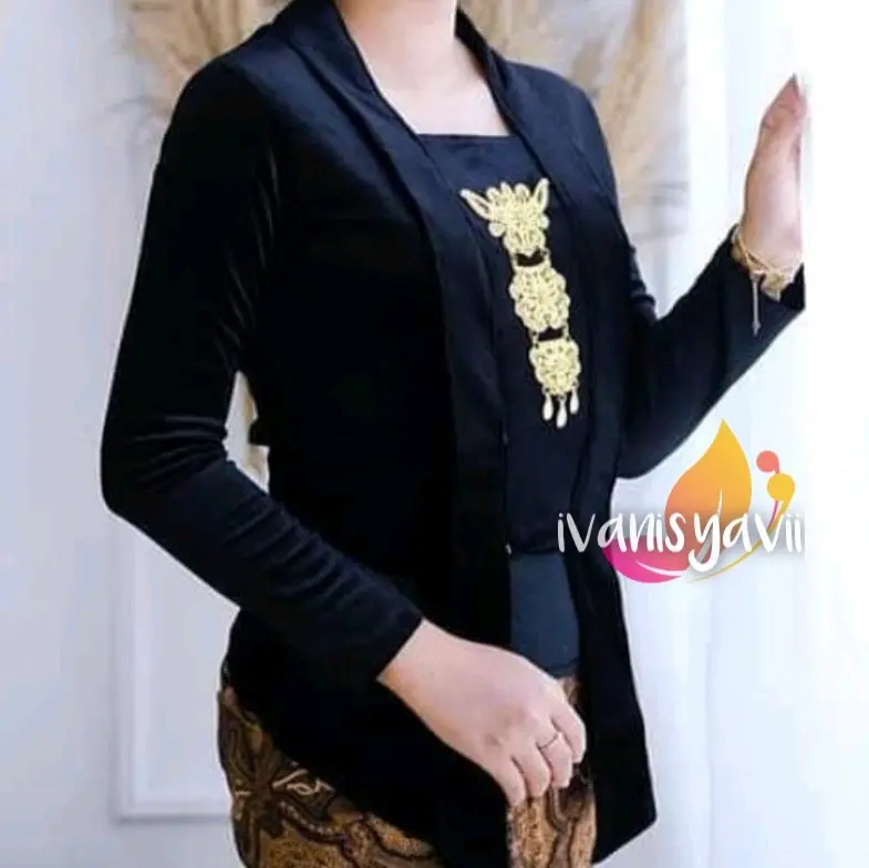 Kebaya Kutubaru - Cantik / Warna Lengkap Baju Dress Hijau Hitam Kancing Maroon
