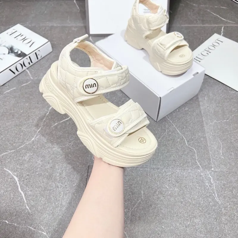 dép sandal nữ 2 quai dán trần trám. đế cao 5cm DéP GiàY Shoes 5