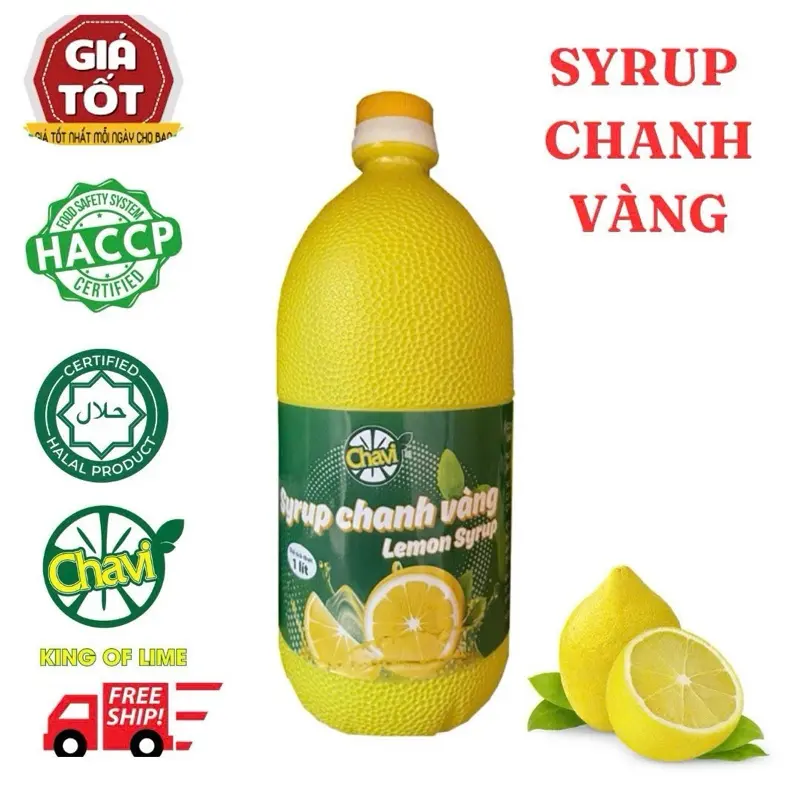 Siro Chanh Vàng Chavi Chai 1 Lít (1.3 Kg) Nguyên Liệu Pha Chế Cho Nhà Hàng, Khách Sạn