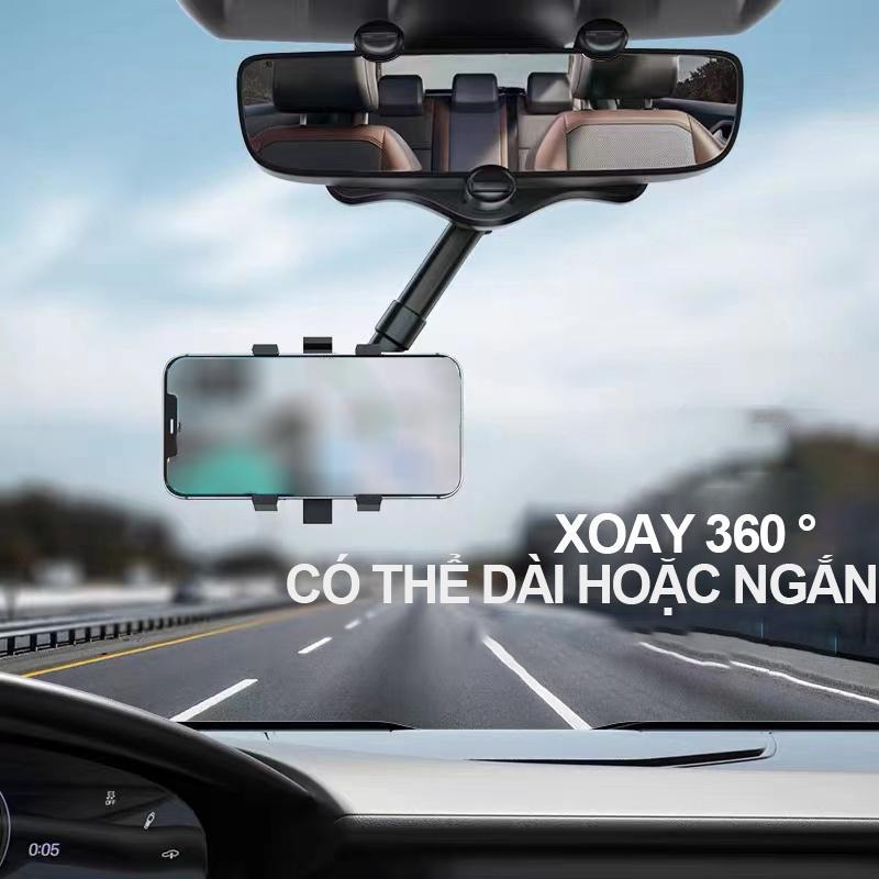 Giá đỡ điện thoại - Giá đỡ kẹp điện thoại lên gương chiếu hậu để trên xe hơi ô tô, có thể xoay 360 độ và thu vào dễ dàng 9