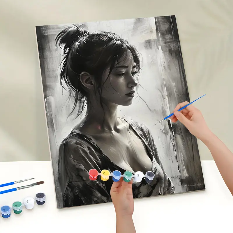 Woman Portrait Pattern DIY Painting By Numbers Kit Without Frame, 1 Set DIY Paint By Numbers Kit, Wall Art Decoration for Home Living Room Bedroom 5