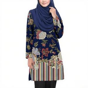 Blaus Wanita Muslimah, Rekaan Bunga Totem, Gaya Moden, Blaus Aisha, Blaus Muslimah Murah, Sesuai untuk Ramadan