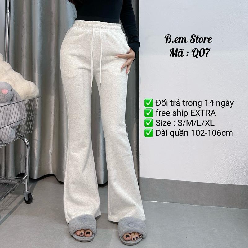 [ Mã Q07 - Ảnh thật ] Quần ống loe dáng dài hottrend nâng mông B.em Sotre Nữ vải Nỉ 2da dày dặn cạp chun co giãn Women 1